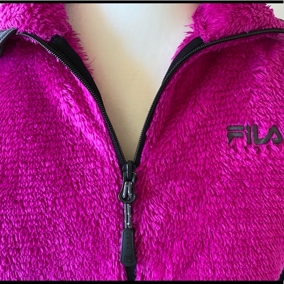 Fila Sport pink and black full zip fleece/faux fur jacket, size small - Picture 2 of 7